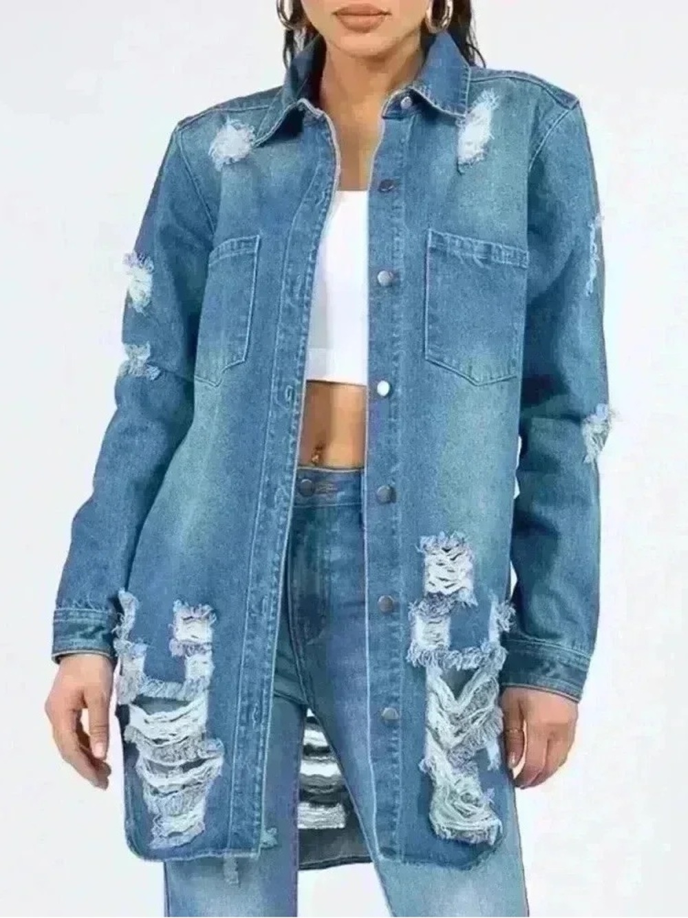 American Bazi distressed denim jeans jacket